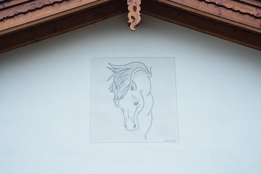 Gemalter Pferdekopf an einer Wand
